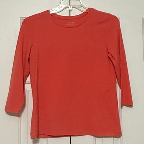 Chico's Ultimate Tee 3/4 Sleeve, Coral Size 1 - Picture 1 of 4